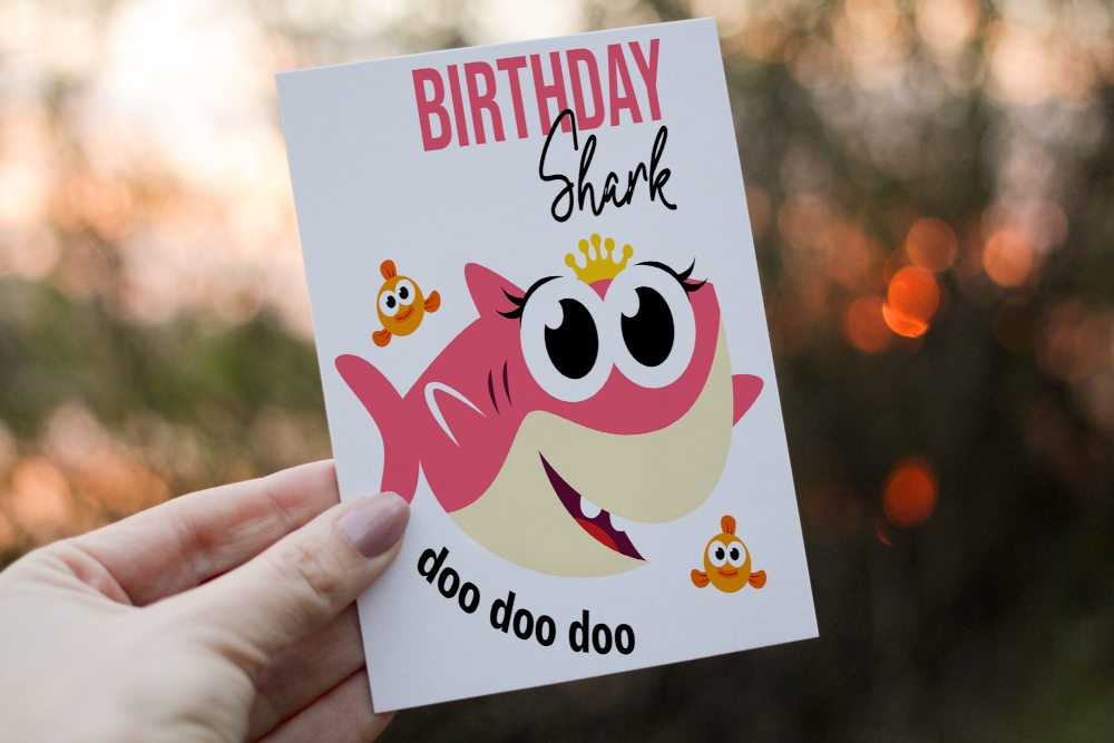 Baby Shark Birthday Card, Card for Child, Birthday Shark Card - Click Image to Close